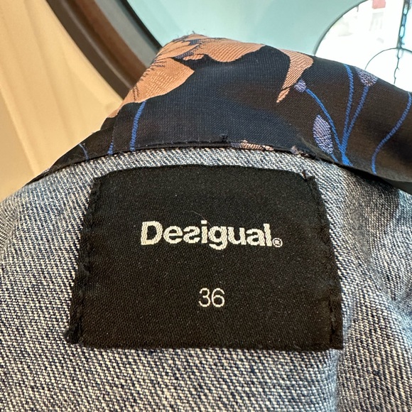 Desigual Denim Floral Jacket Size 38 - Picture 4 of 5